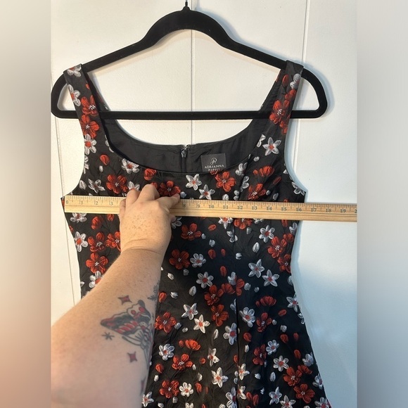 Adrianna Papell Black Floral Embroidered Midi Dress Women’s Size 8 - Picture 7 of 10